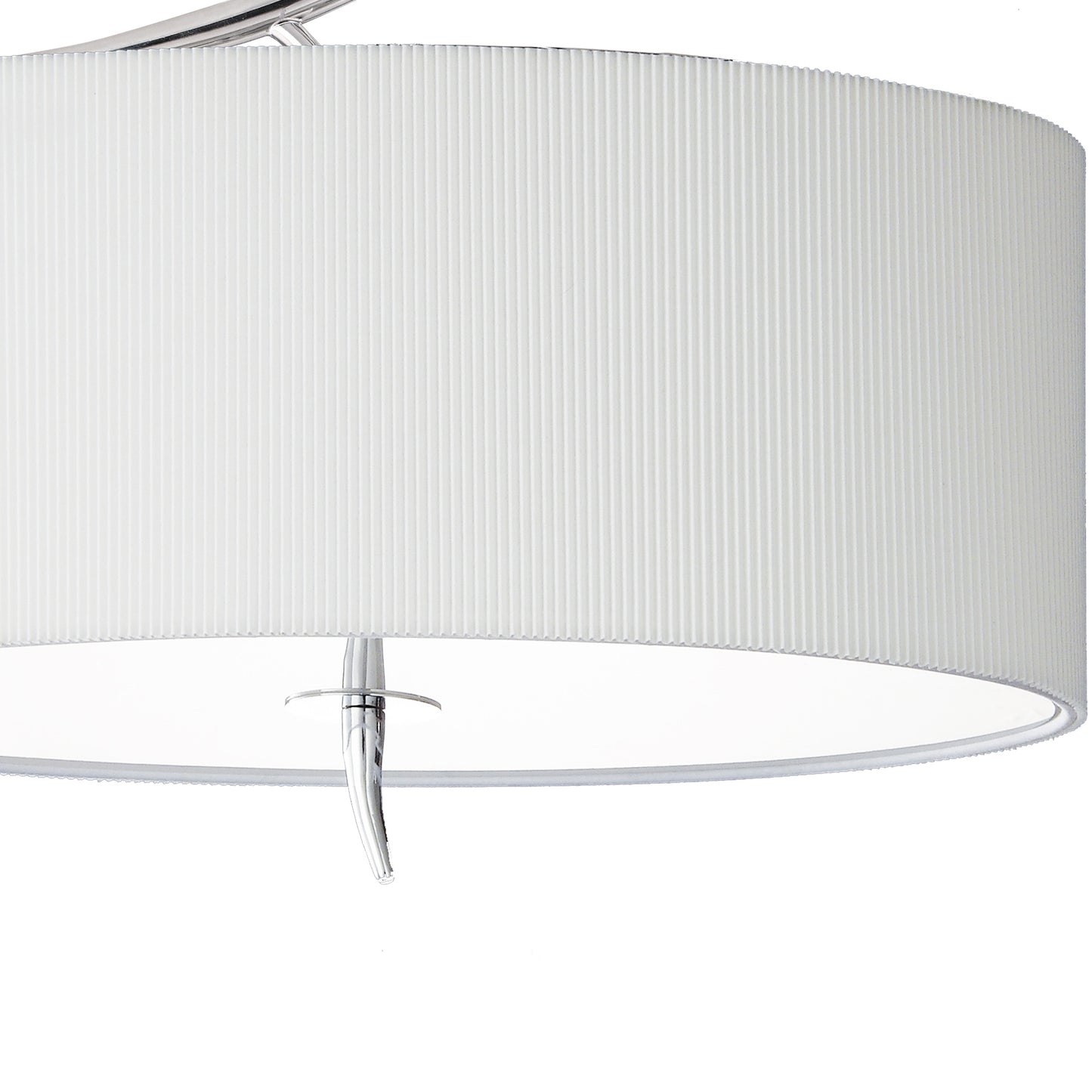 Eve Semi Flush 2 Light E27, Polished Chrome With Spanish Corrugated White Oval Shade by Mantra