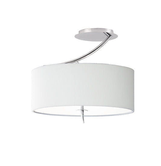 Eve Semi Flush 2 Light E27, Polished Chrome With Spanish Corrugated White Oval Shade by Mantra