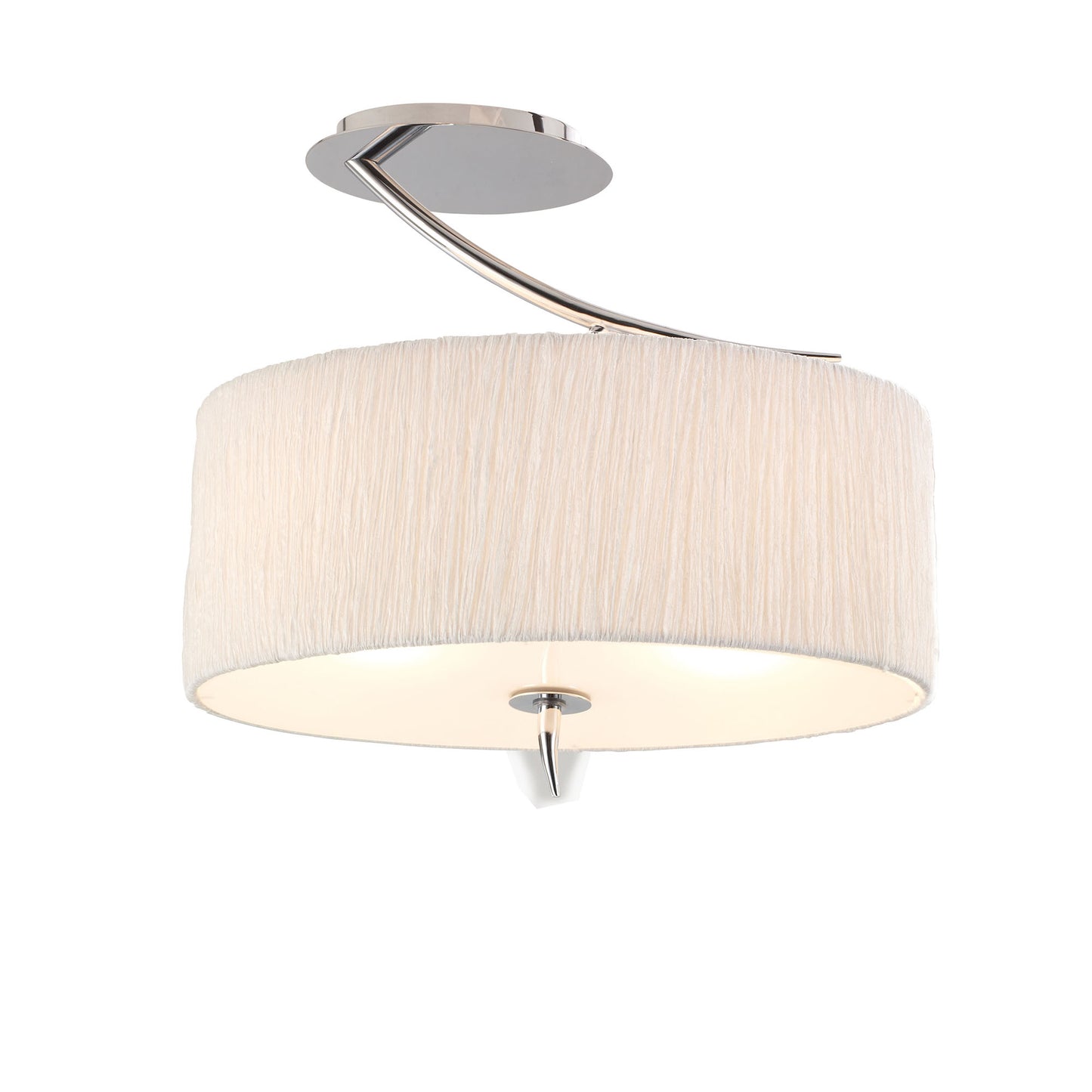 Eve Semi Flush 2 Light E27, Polished Chrome With White Oval Shade by Mantra