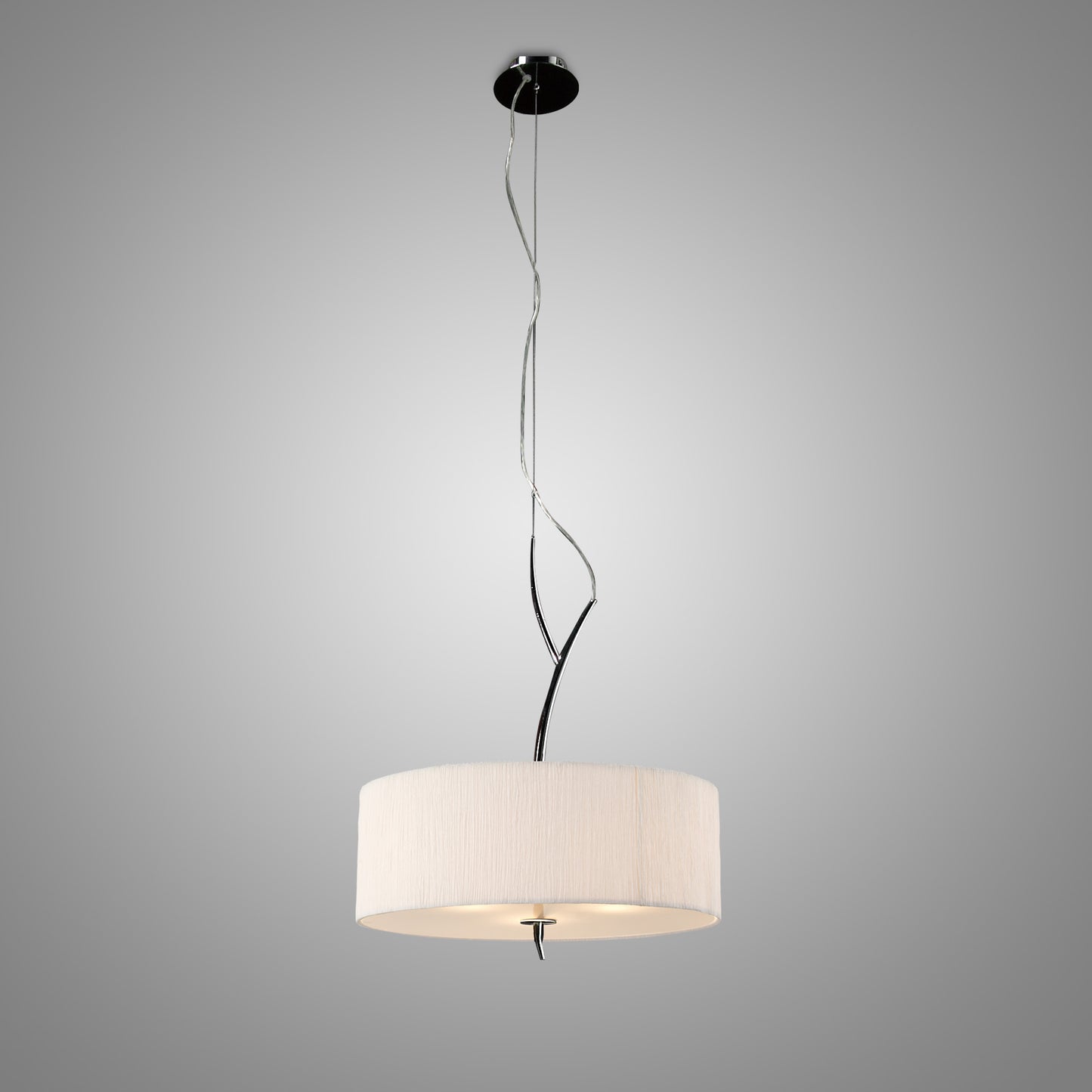 Eve Single Pendant 3 Light E27, Polished Chrome With White Round Shade by Mantra