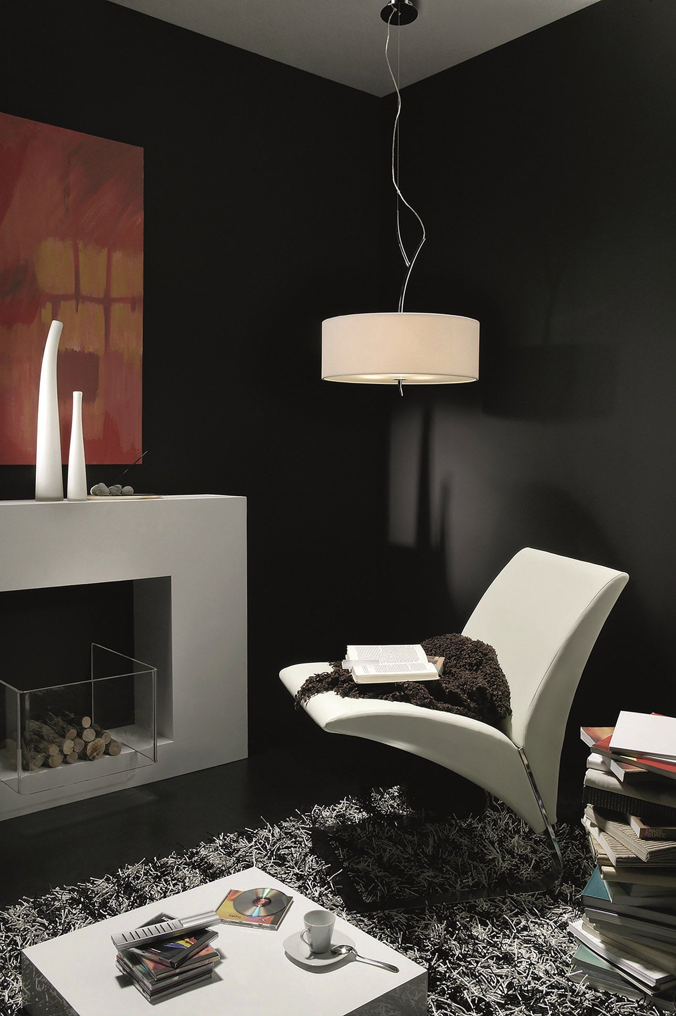 Eve Wall Lamp Switched 3 Light E27, Anthracite With Black Oval Shades by Mantra