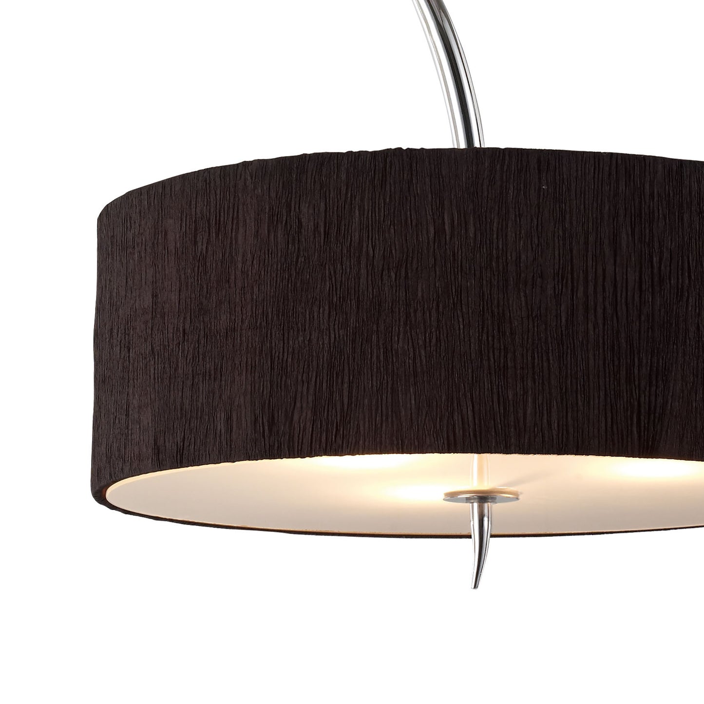 Eve Pendant 3 Light E27, Polished Chrome With Black Round Shade by Mantra