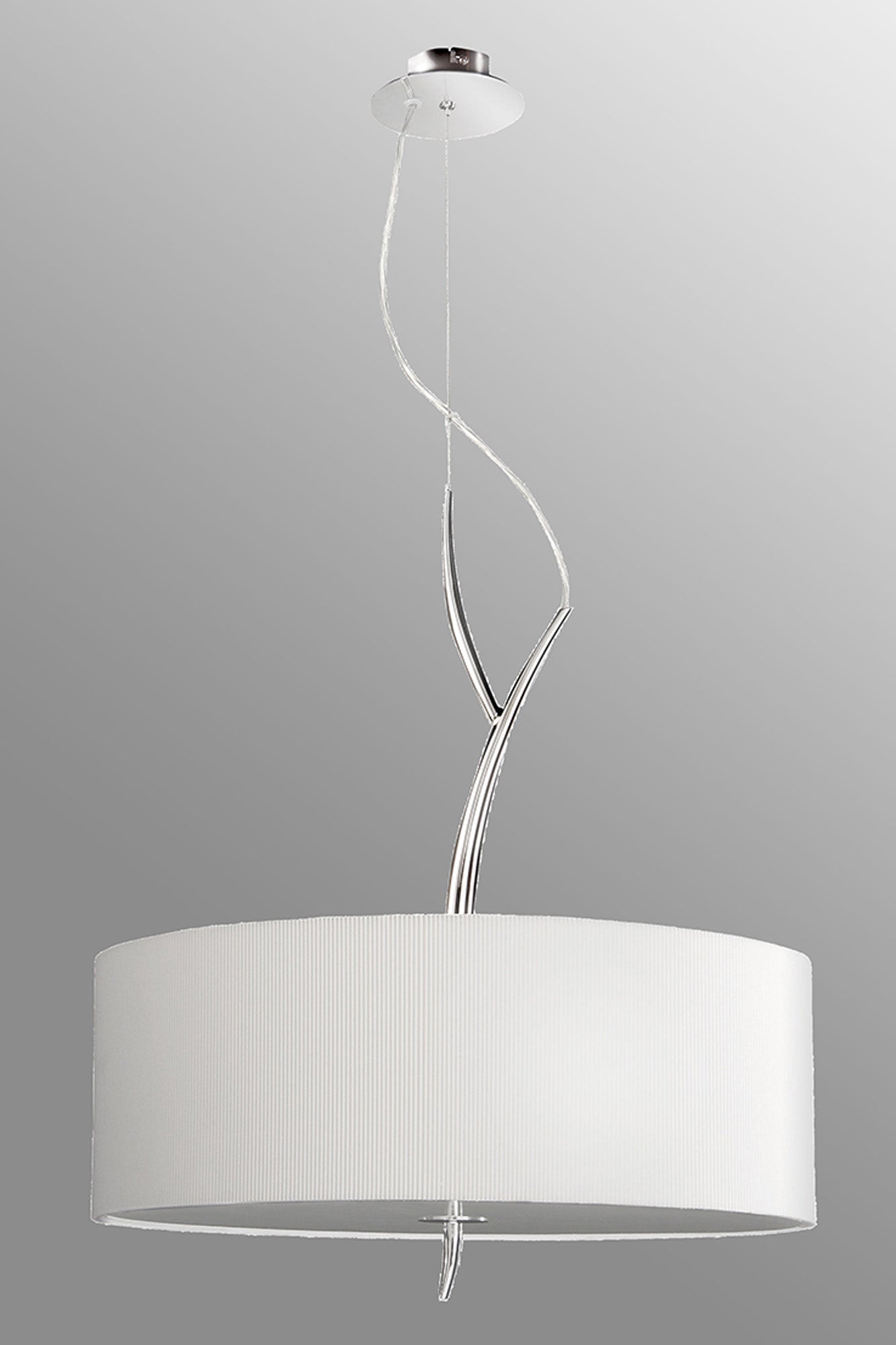 Eve Single Pendant 3 Light E27, Polished Chrome With Spanish Corrugated White Round Shade by Mantra