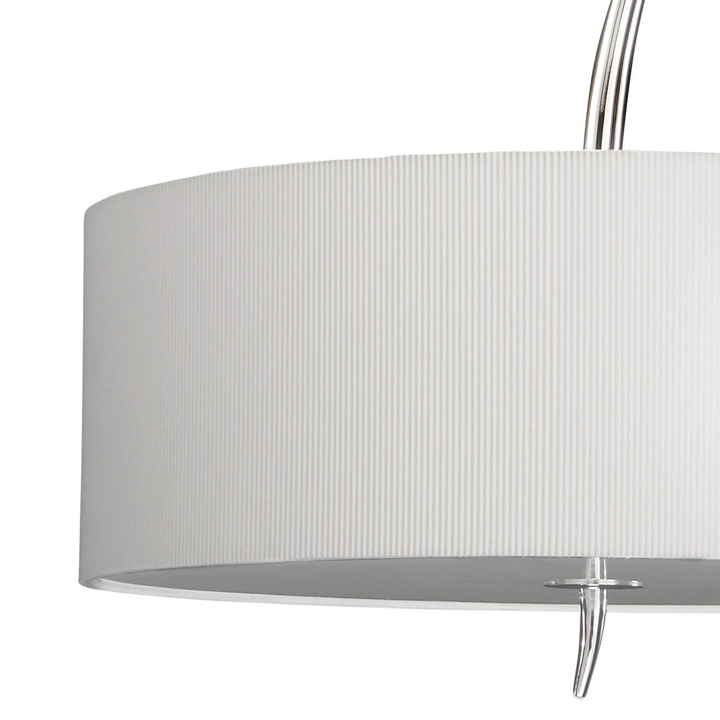 Eve Single Pendant 3 Light E27, Polished Chrome With Spanish Corrugated White Round Shade by Mantra