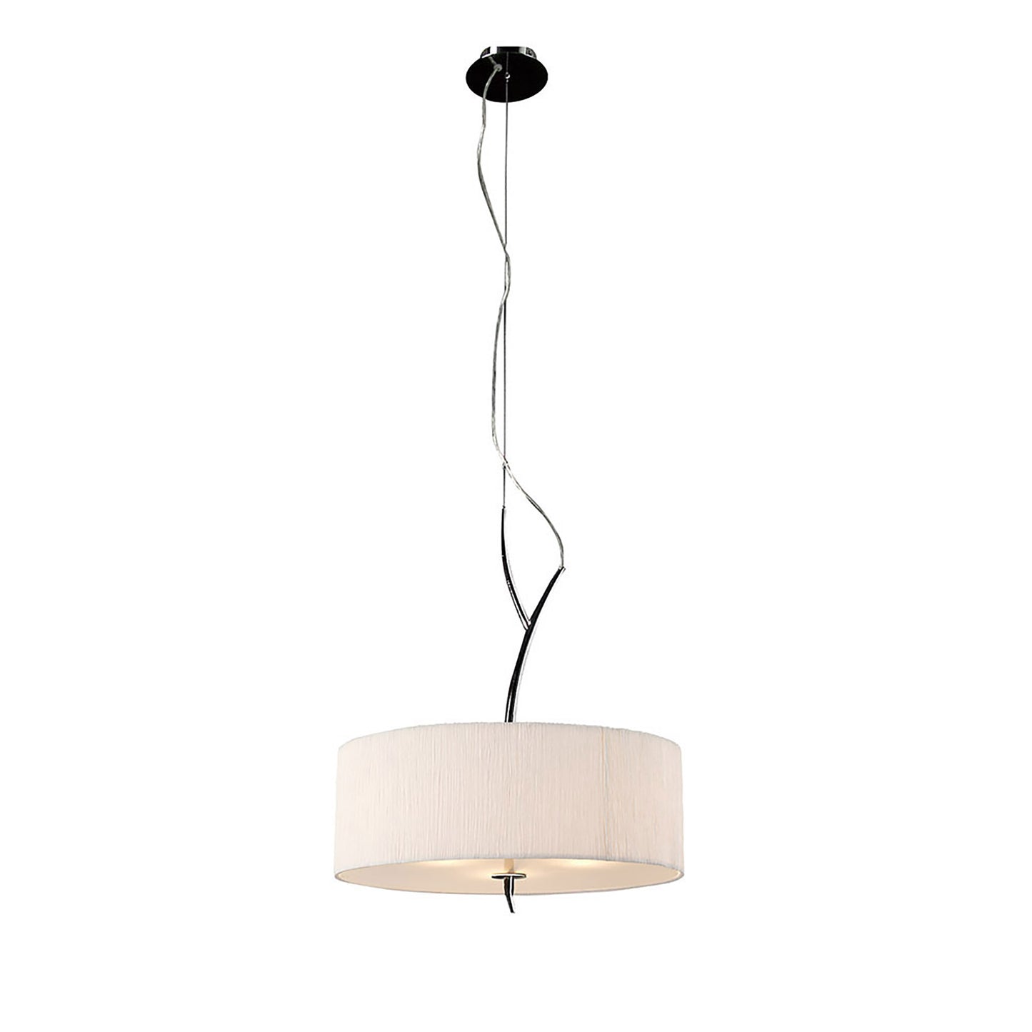 Eve Single Pendant 3 Light E27, Polished Chrome With White Round Shade by Mantra