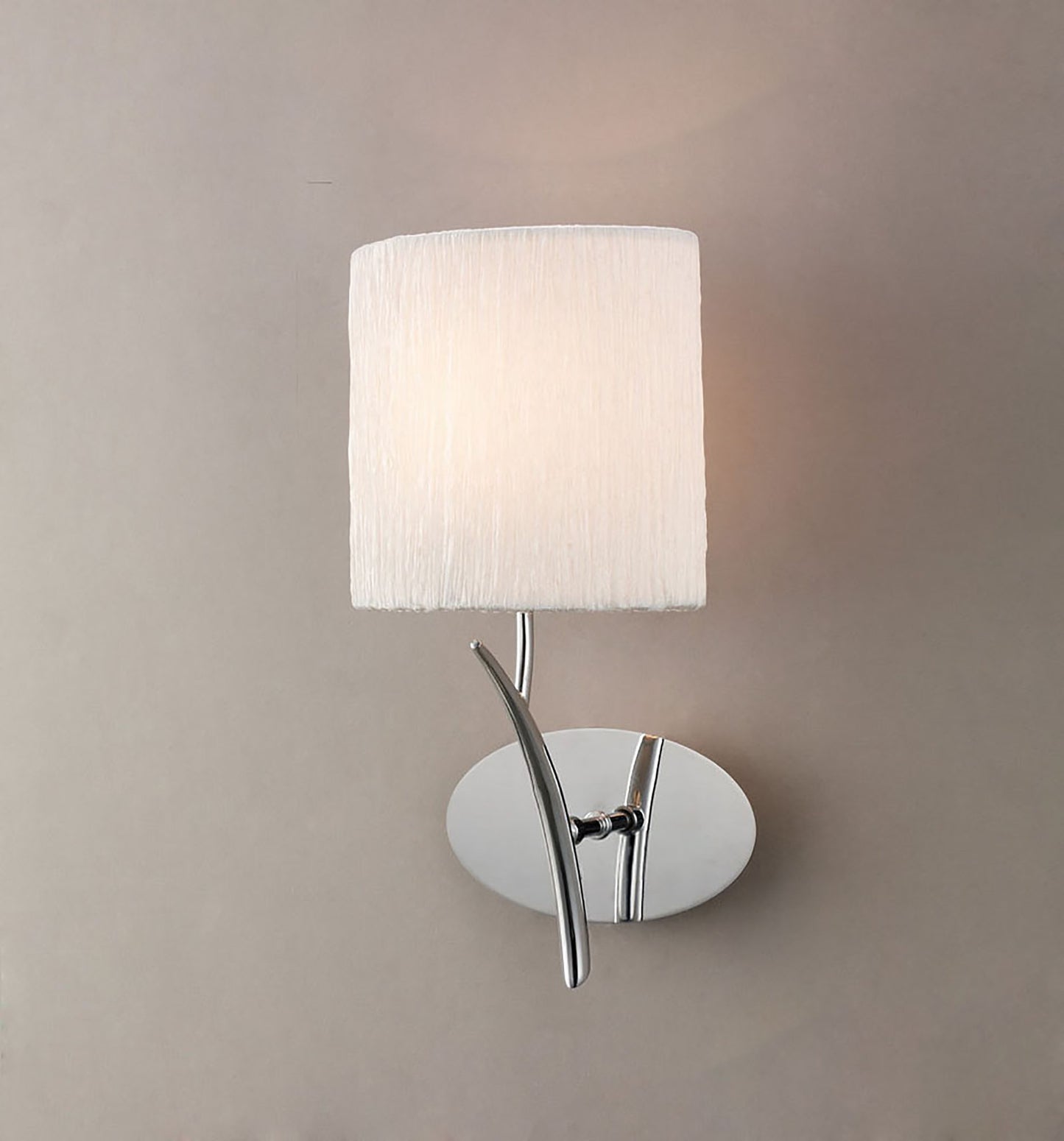 Eve Wall Lamp 1 Light E27, Polished Chrome With White Oval Shade by Mantra