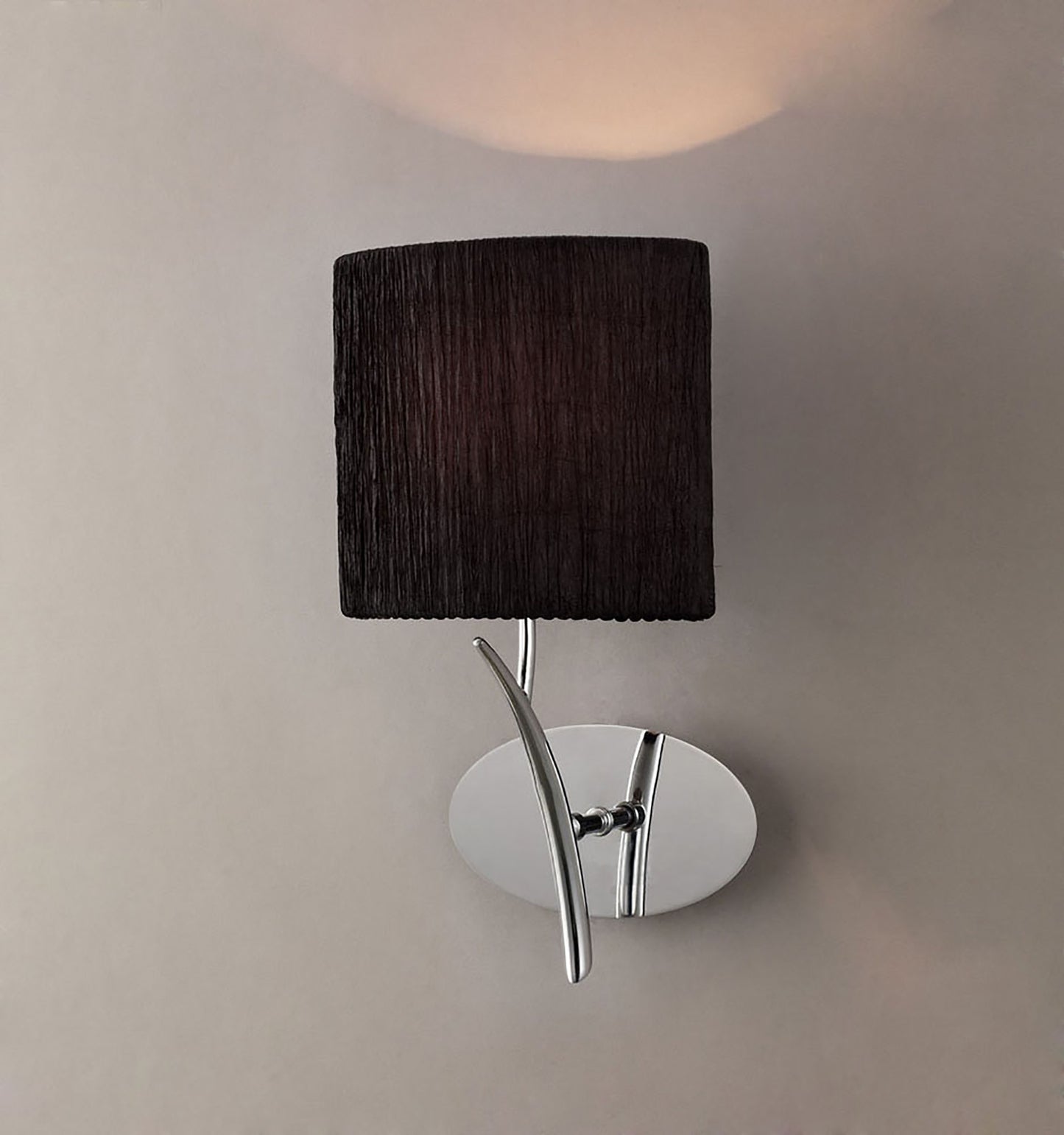 Eve Wall Lamp Switched 1 Light E27, Polished Chrome With White Oval Shade by Mantra