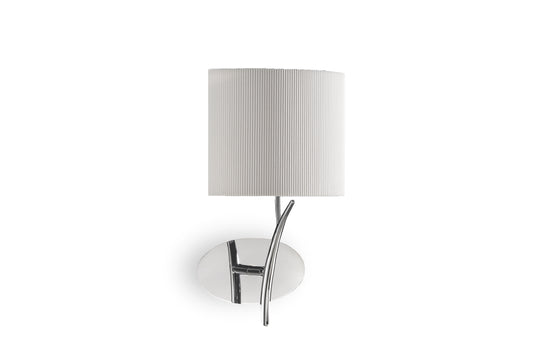 Eve Wall Lamp 1 Light E27, Polished Chrome With Spanish Corrugated White Oval Shade by Mantra