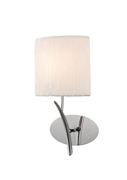 Eve Wall Lamp Switched 1 Light E27, Polished Chrome With White Oval Shade by Mantra