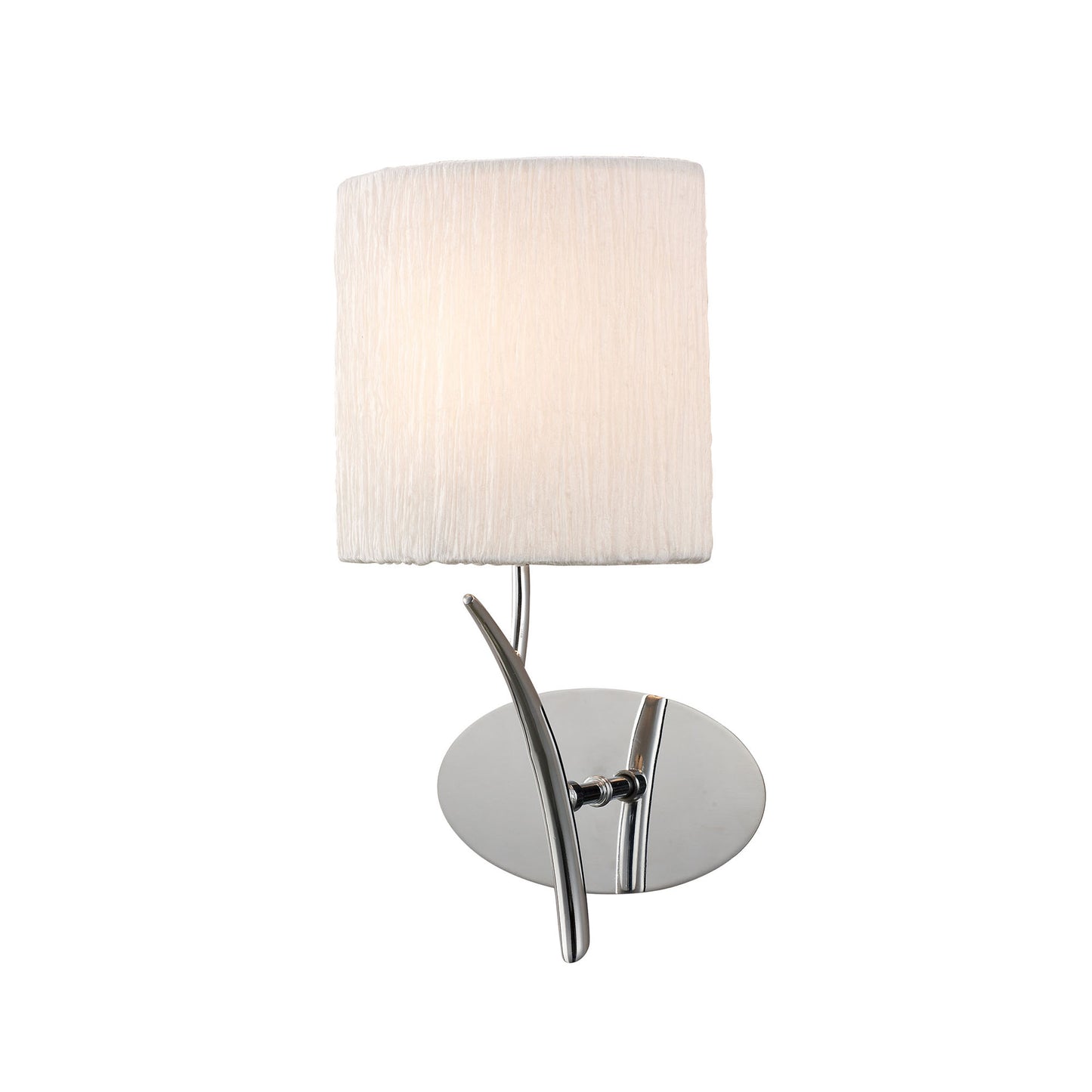 Eve Wall Lamp 1 Light E27, Polished Chrome With White Oval Shade by Mantra