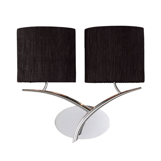 Eve Wall Lamp 2 Light E27, Polished Chrome With Black Oval Shades by Mantra