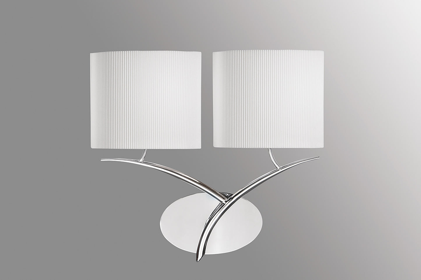 Eve Wall Lamp 2 Light E27, Polished Chrome With Spanish Corrugated White Oval Shades by Mantra