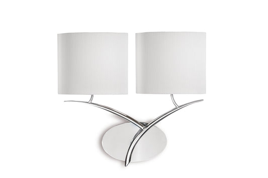 Eve Wall Lamp 2 Light E27, Polished Chrome With Spanish Corrugated White Oval Shades by Mantra