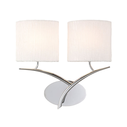 Eve Wall Lamp 2 Light E27, Polished Chrome With White Oval Shades by Mantra