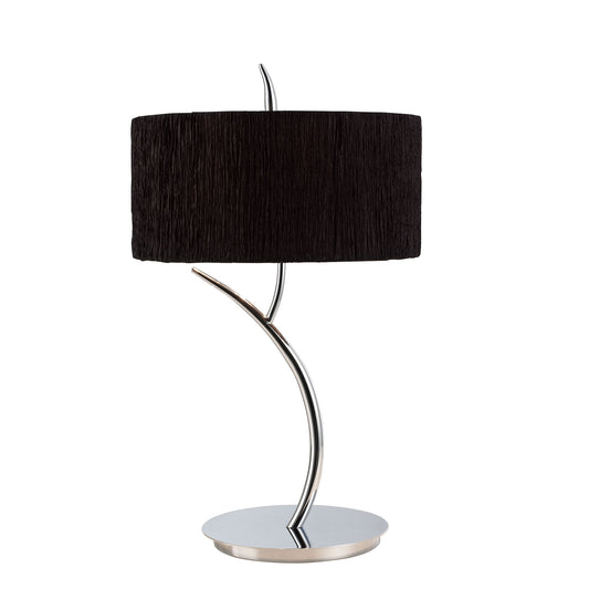 Eve Table Lamp 2 Light E27 Large, Polished Chrome With Black Round Shade by Mantra