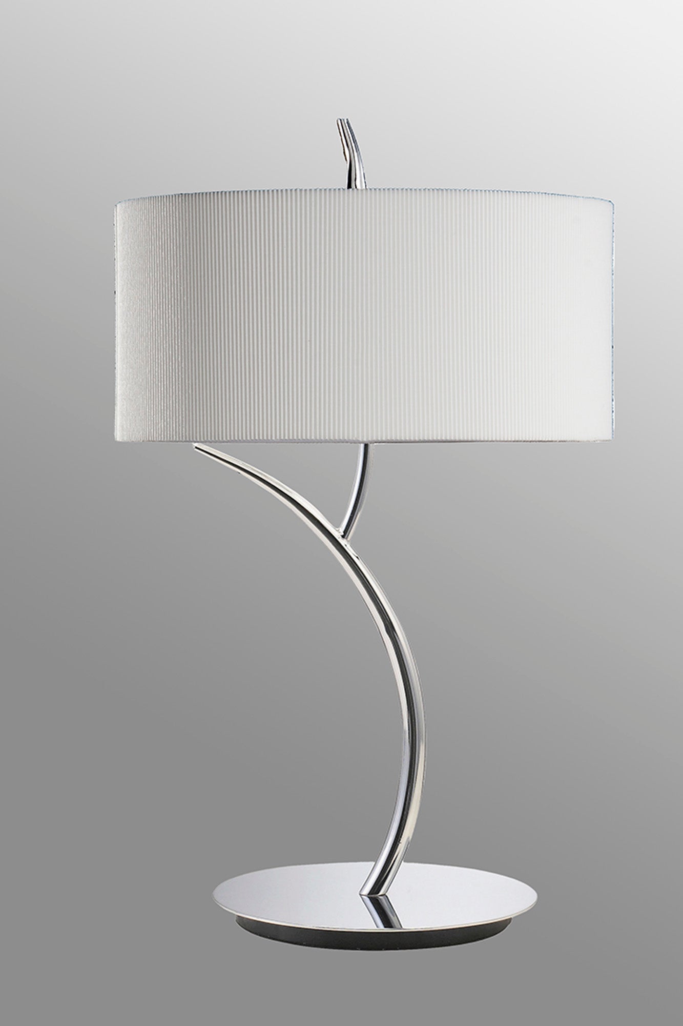 Eve Table Lamp 2 Light E27 Large, Polished Chrome With Spanish Corrugated White Round Shade by Mantra