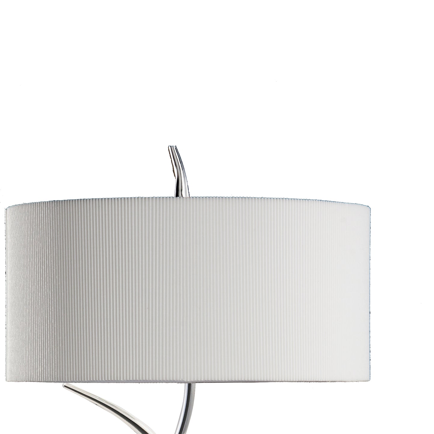 Eve Table Lamp 2 Light E27 Large, Polished Chrome With Spanish Corrugated White Round Shade by Mantra