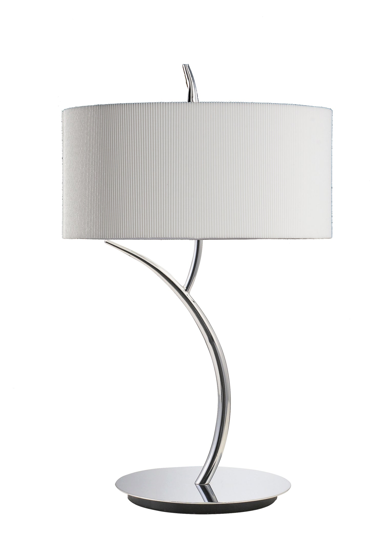 Eve Table Lamp 2 Light E27 Large, Polished Chrome With Spanish Corrugated White Round Shade by Mantra