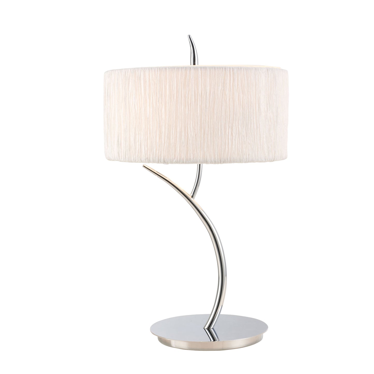 Eve Table Lamp 2 Light E27 Large, Polished Chrome With White Round Shade by Mantra