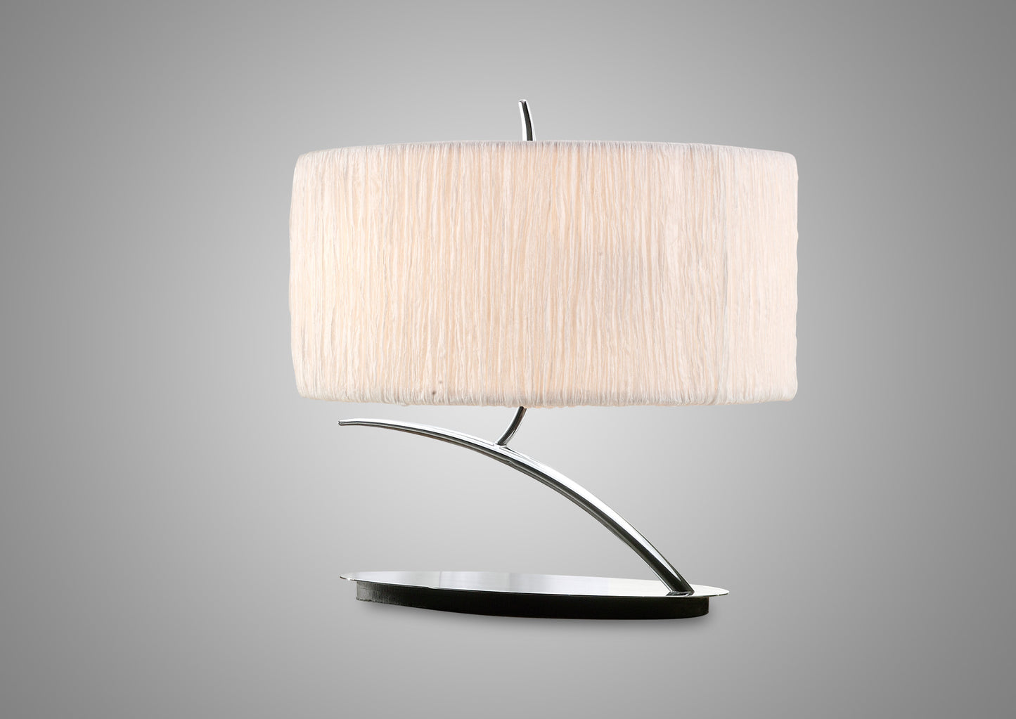 Eve Table Lamp 2 Light E27 Small, Polished Chrome With White Oval Shade by Mantra