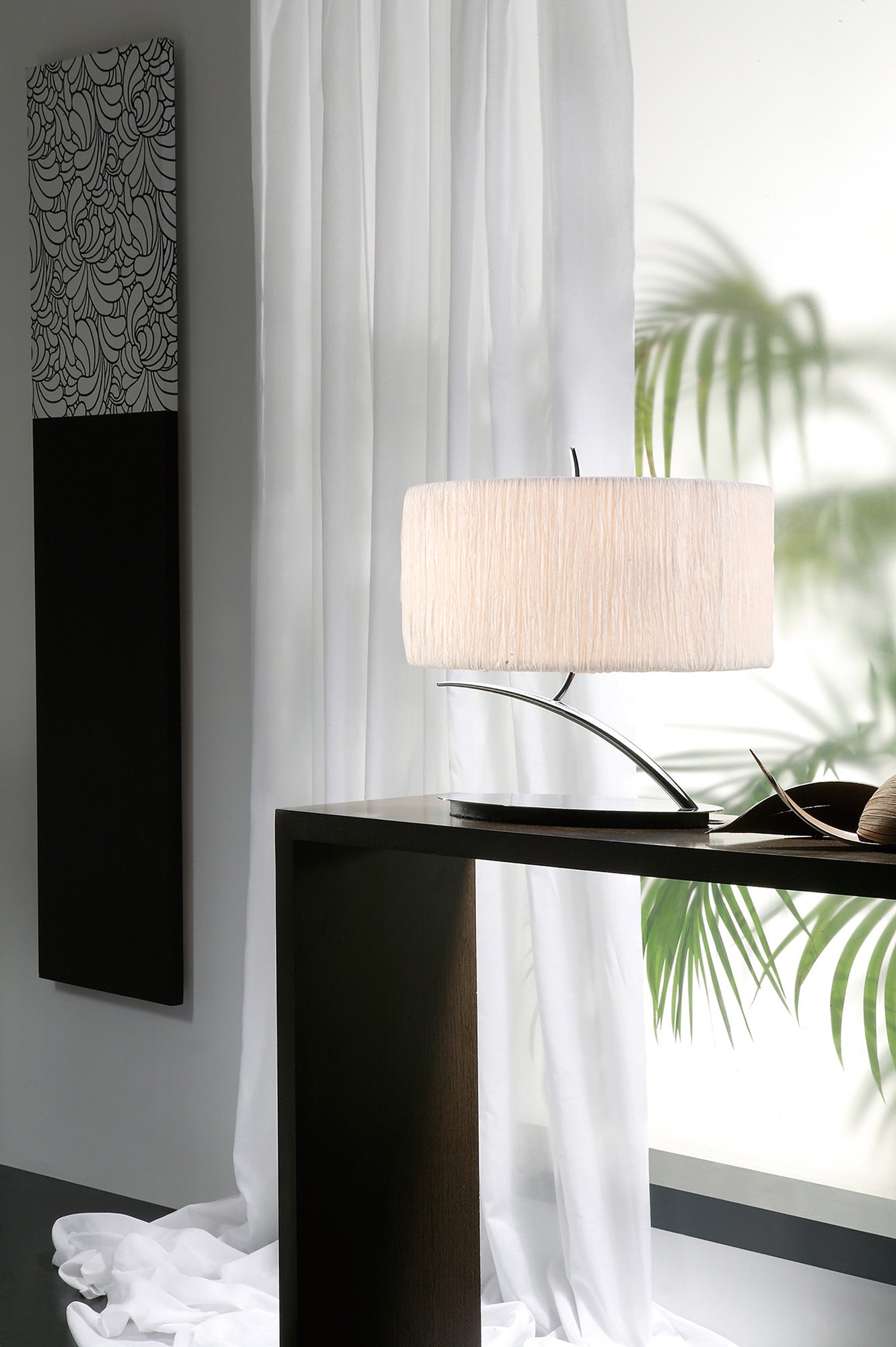 Eve Wall Lamp Switched 3 Light E27, Anthracite With Black Oval Shades by Mantra