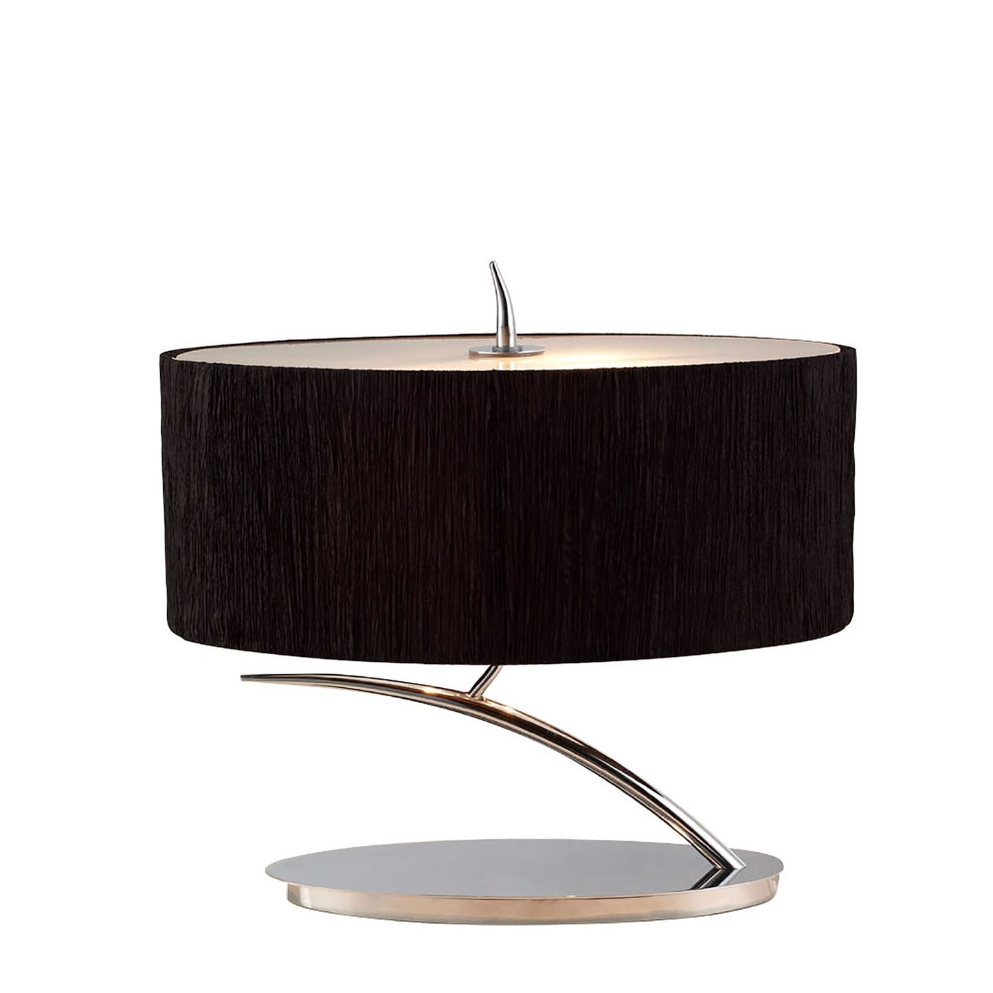 Eve Table Lamp 2 Light E27 Small, Polished Chrome With Black Oval Shade by Mantra