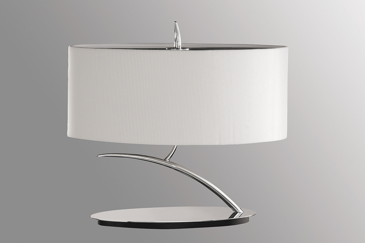 Eve Table Lamp 2 Light E27 Small, Polished Chrome With Spanish Corrugated White Oval Shade by Mantra