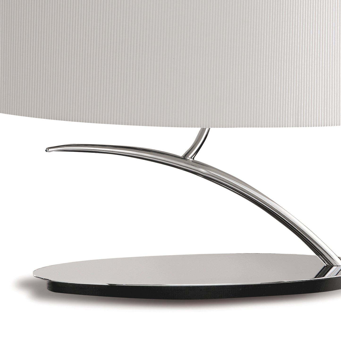 Eve Table Lamp 2 Light E27 Small, Polished Chrome With Spanish Corrugated White Oval Shade by Mantra