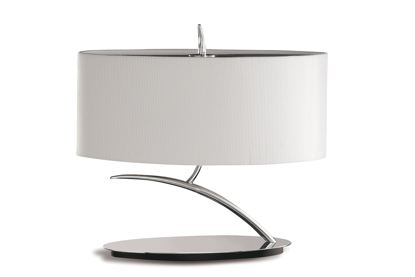 Eve Table Lamp 2 Light E27 Small, Polished Chrome With Spanish Corrugated White Oval Shade by Mantra