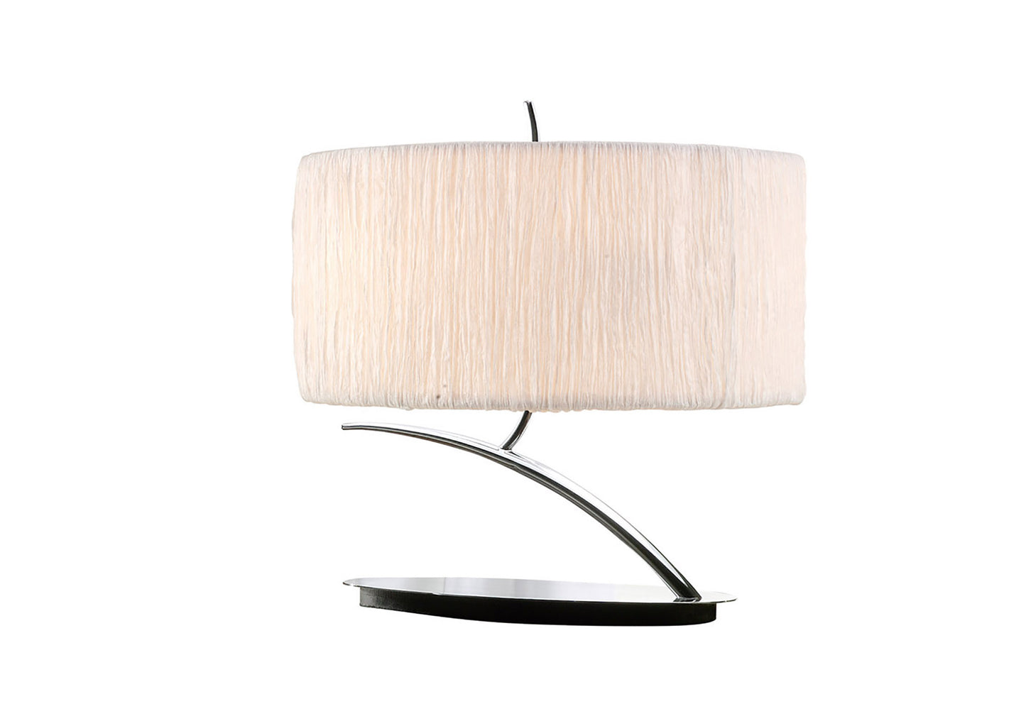 Eve Table Lamp 2 Light E27 Small, Polished Chrome With White Oval Shade by Mantra