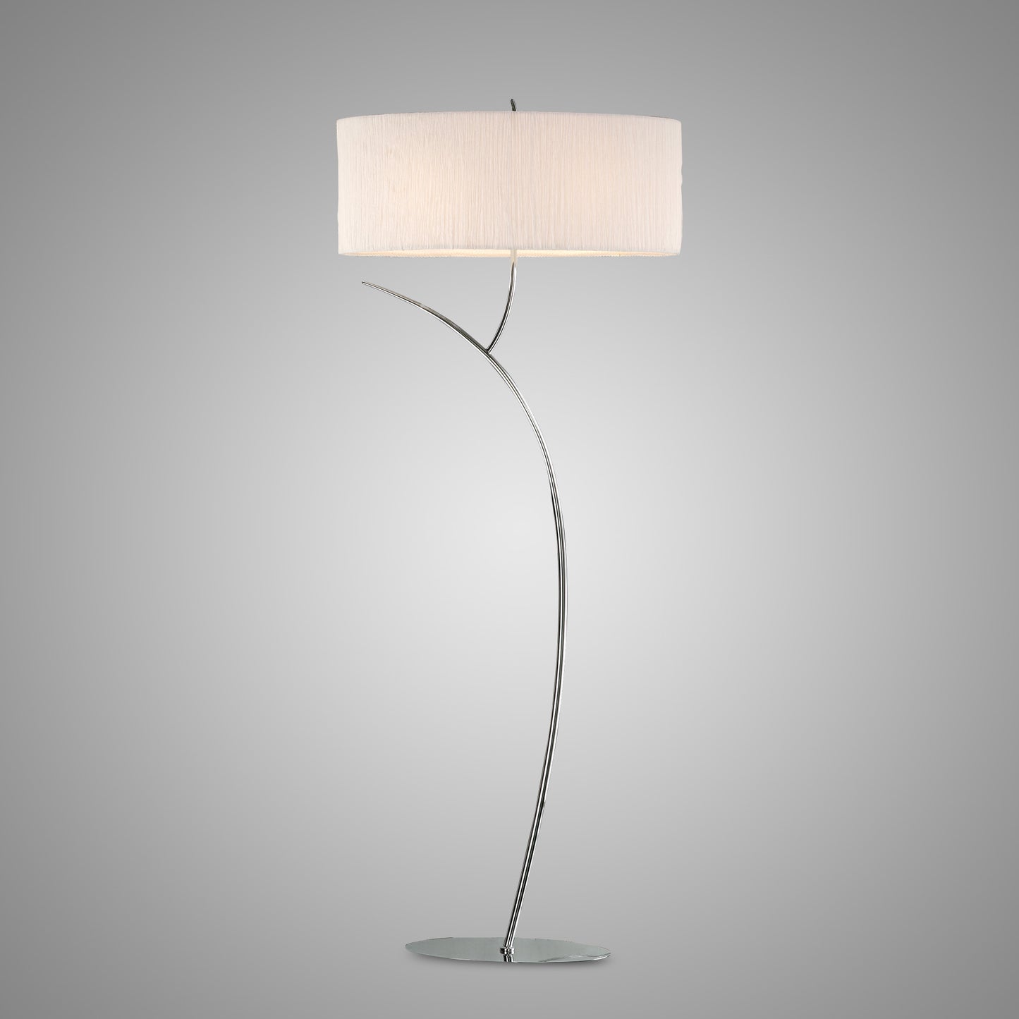 Eve Floor Lamp 2 Light E27, Polished Chrome With White Oval Shade by Mantra