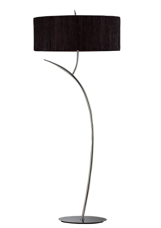 Eve Floor Lamp 2 Light E27, Polished Chrome With Black Oval Shade by Mantra