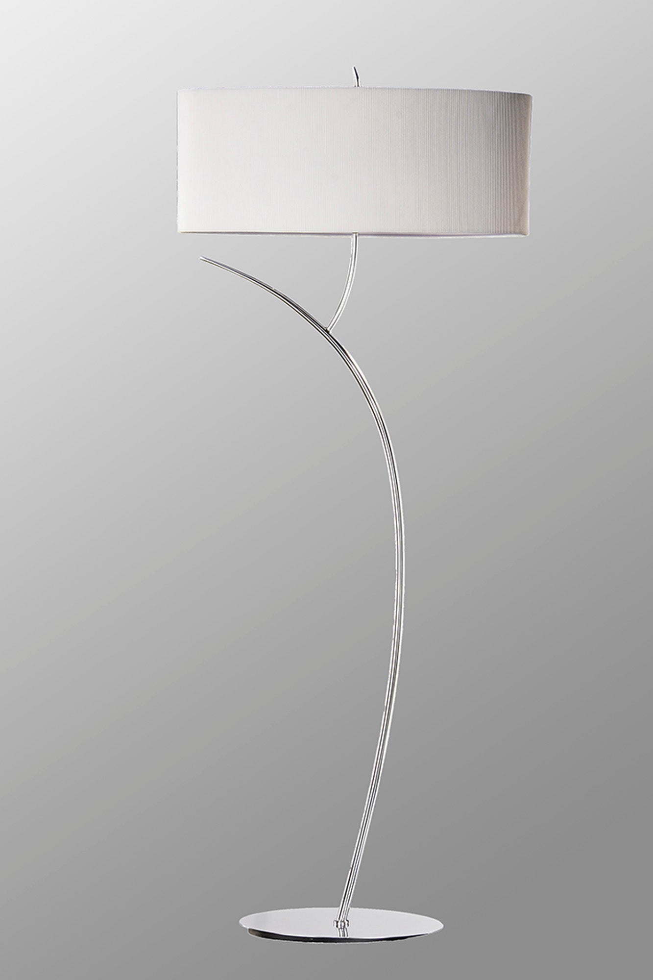 Eve Floor Lamp 2 Light E27, Polished Chrome With Spanish Corrugated White Oval Shade by Mantra