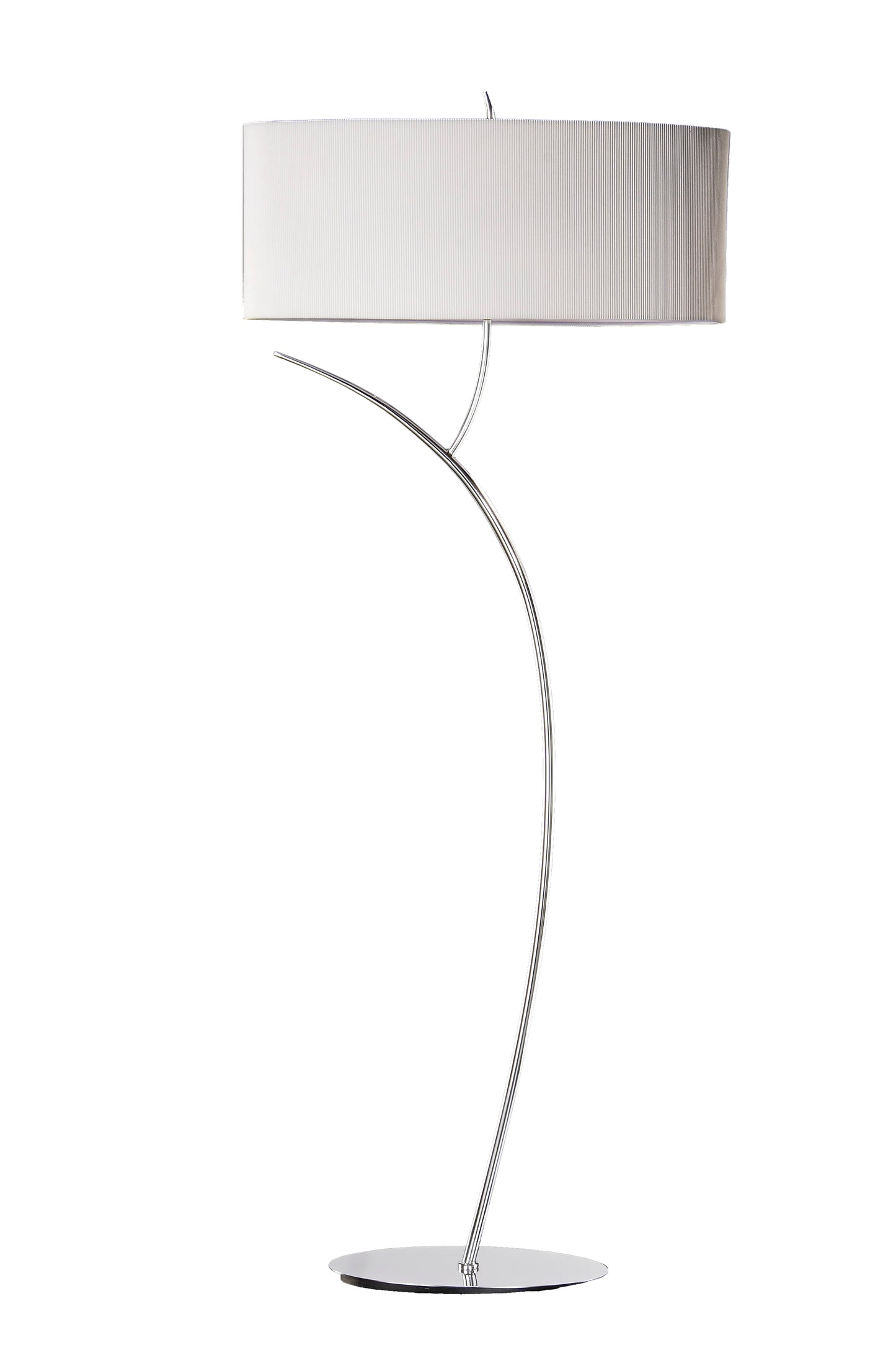 Eve Floor Lamp 2 Light E27, Polished Chrome With Spanish Corrugated White Oval Shade by Mantra