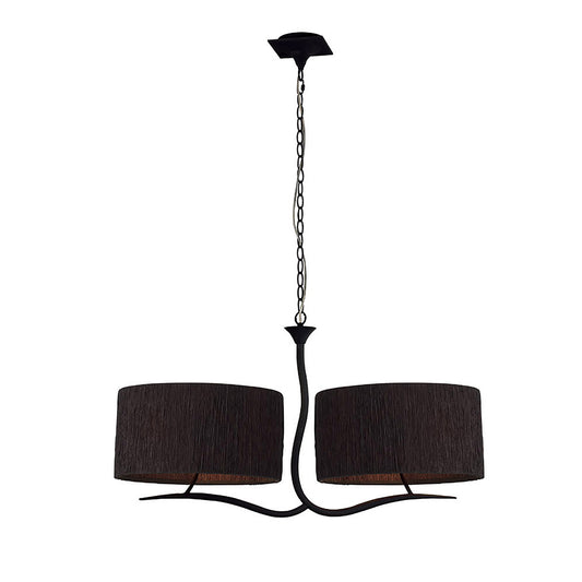 Eve Linear Pendant 2 Arm 4 Light E27, Anthracite With Black Oval Shades by Mantra