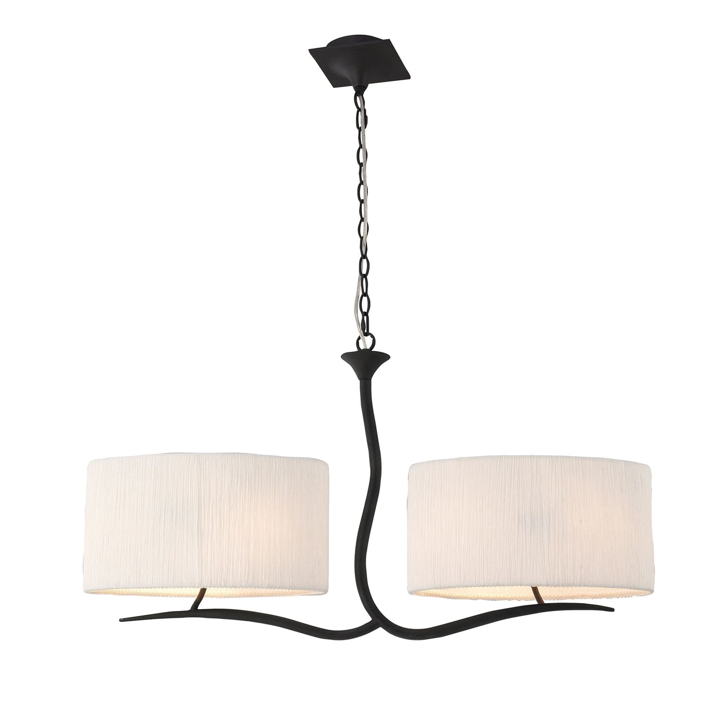 Eve Linear Pendant 2 Arm 4 Light E27, Anthracite With White Oval Shades by Mantra