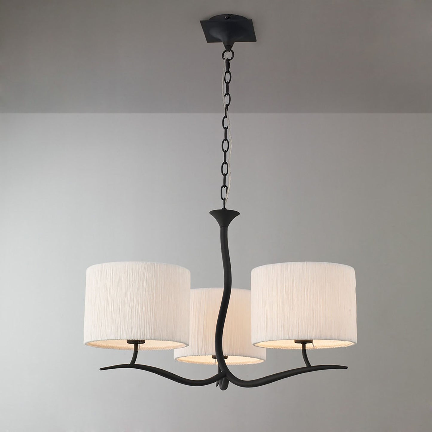 Eve Pendant 3 Light E27, Anthracite With White Round Shades by Mantra