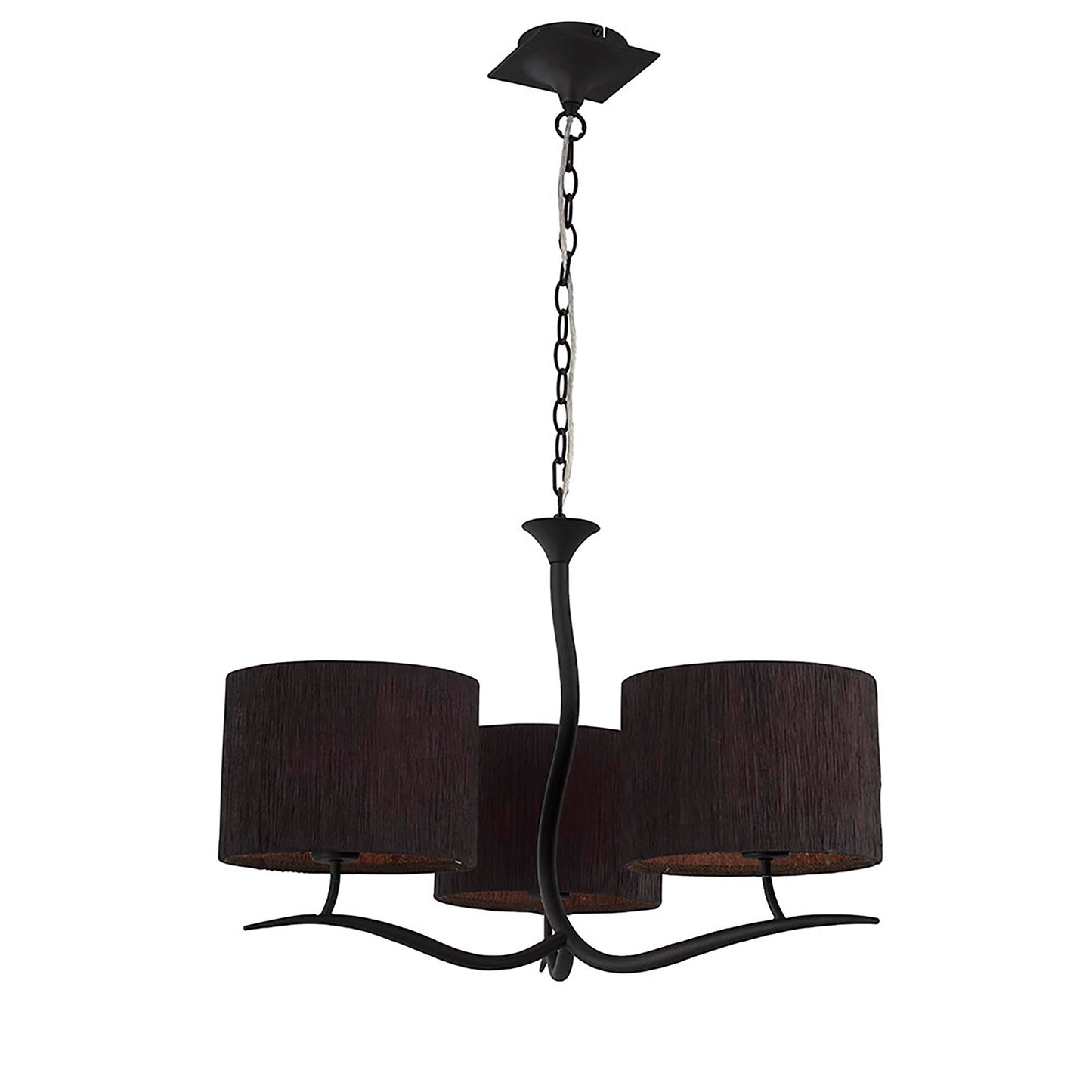 Eve Pendant 3 Light E27, Anthracite With Black Round Shades by Mantra