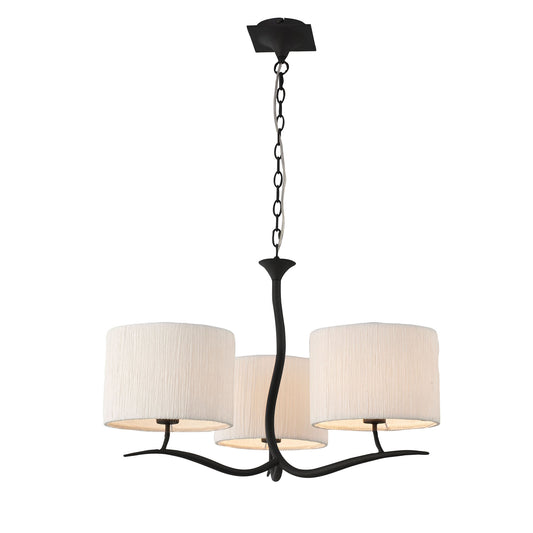 Eve Pendant 3 Light E27, Anthracite With White Round Shades by Mantra