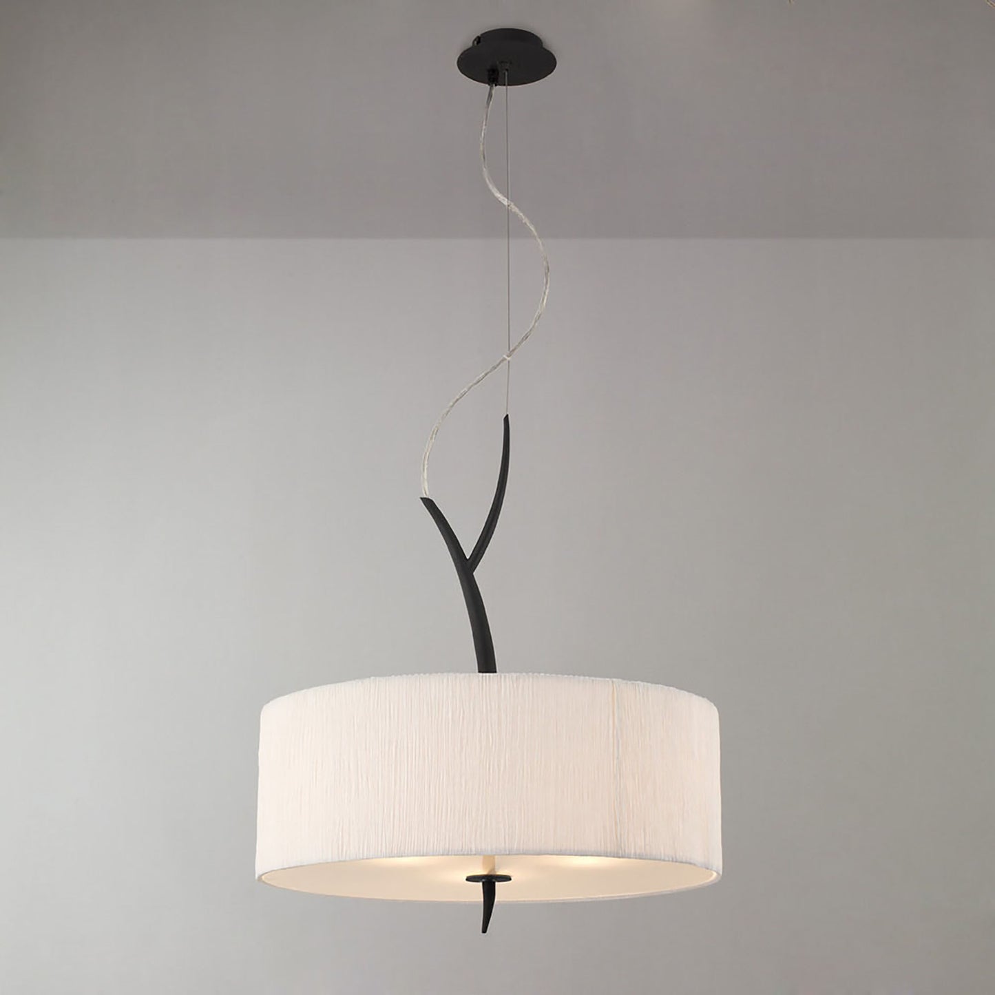 Eve Pendant 3 Light E27, Anthracite With White Round Shade by Mantra