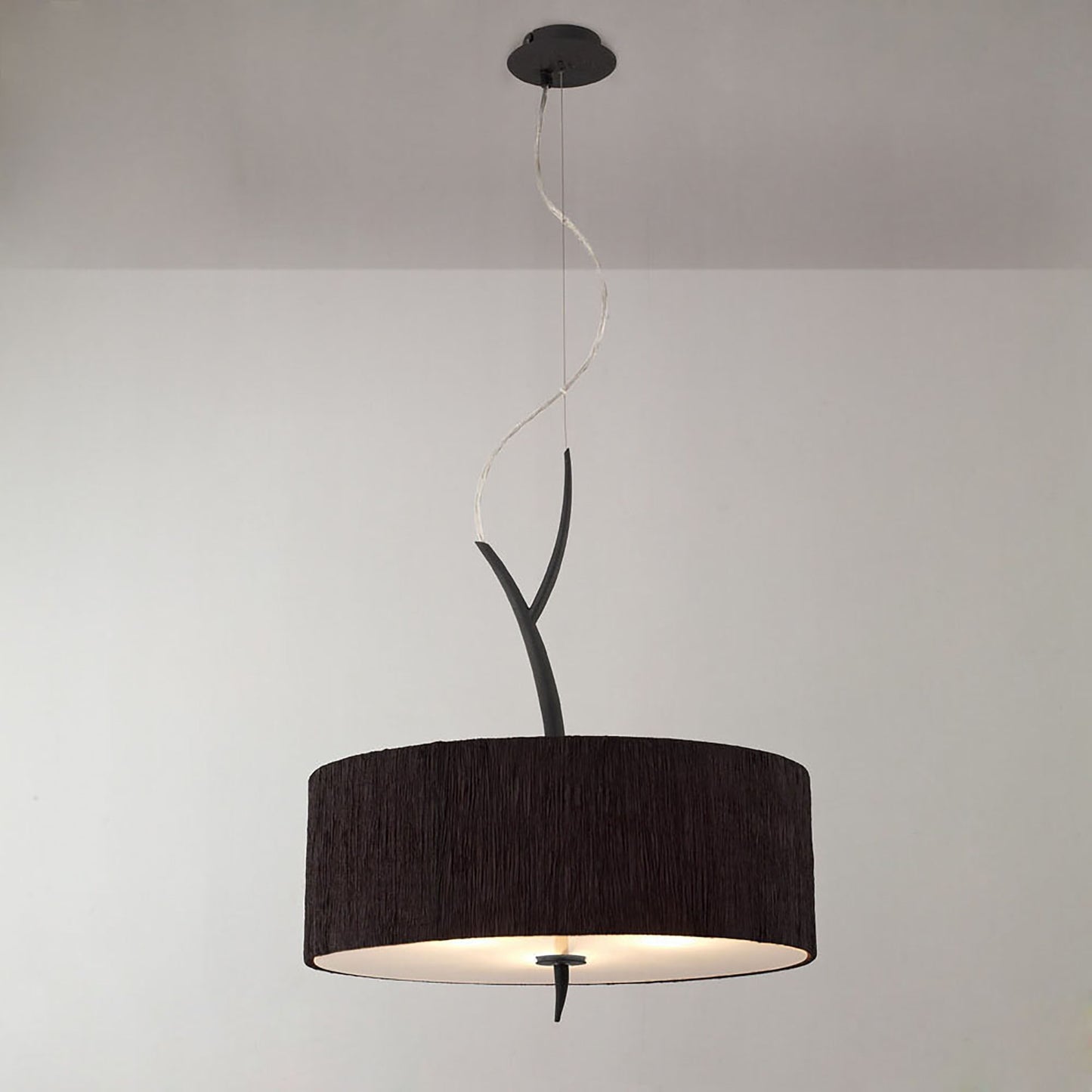 Eve Pendant 3 Light E27, Anthracite With Black Round Shade by Mantra