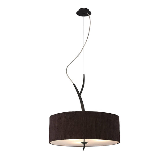 Eve Pendant 3 Light E27, Anthracite With Black Round Shade by Mantra