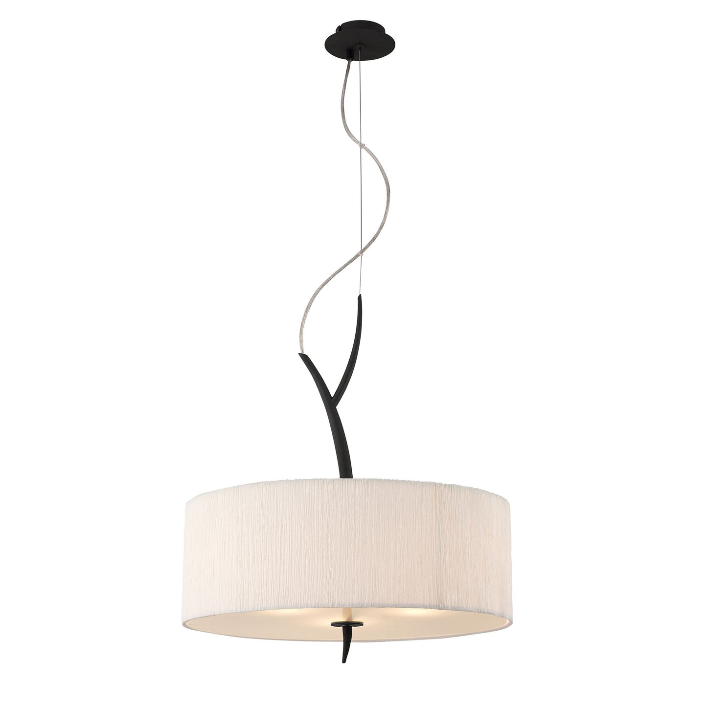 Eve Pendant 3 Light E27, Anthracite With White Round Shade by Mantra