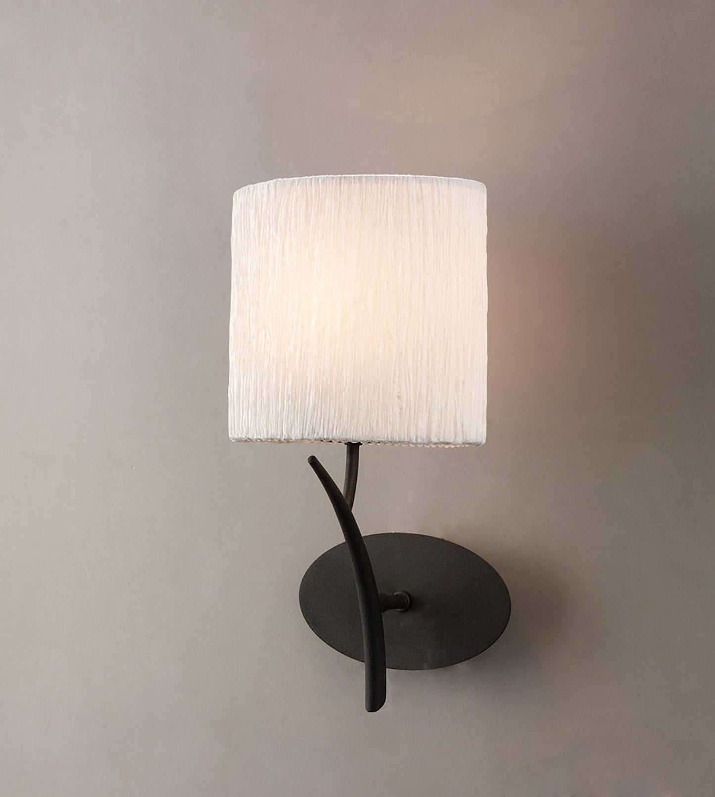 Eve Wall Lamp 1 Light E27, Anthracite With White Oval Shade by Mantra