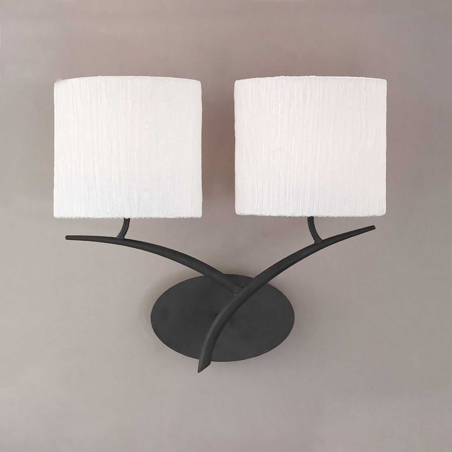 Eve Wall Lamp 2 Light E27, Anthracite With White Oval Shades by Mantra