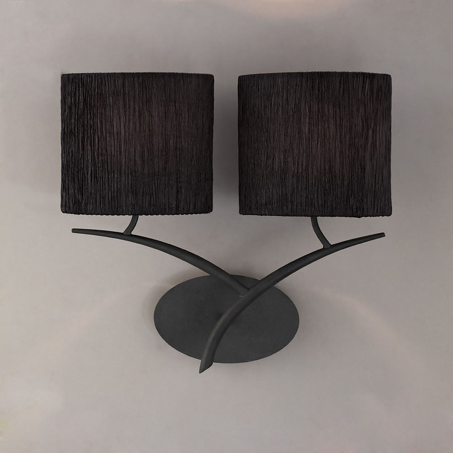 Eve Wall Lamp Switched 2 Light E27, Anthracite With White Oval Shades by Mantra