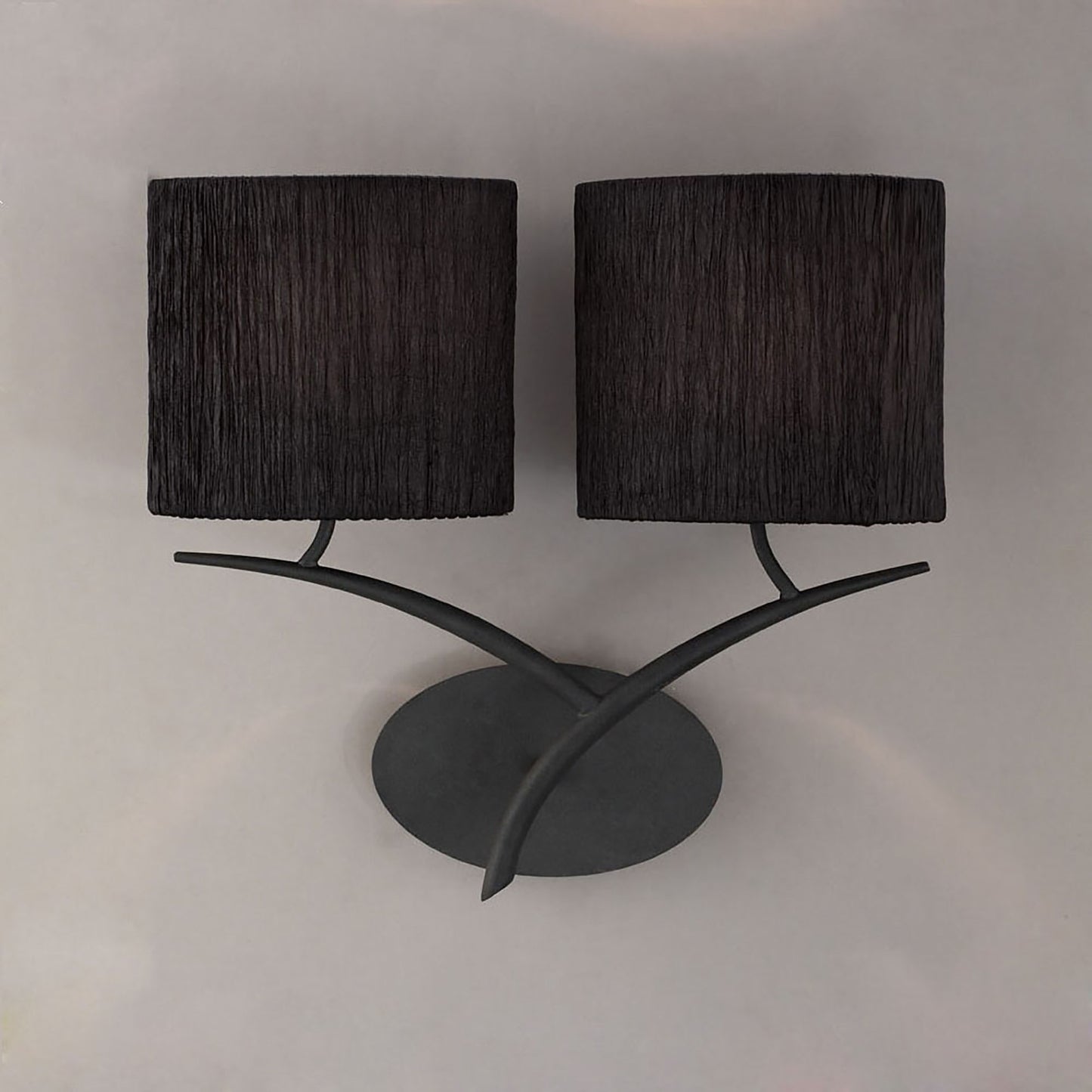 Eve Wall Lamp 2 Light E27, Anthracite With Black Oval Shades by Mantra