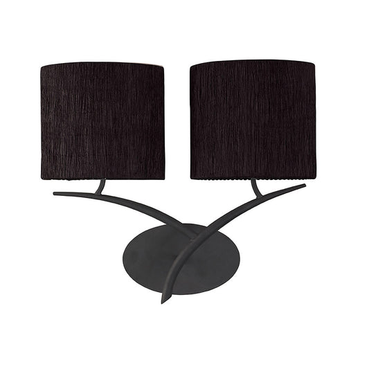 Eve Wall Lamp 2 Light E27, Anthracite With Black Oval Shades by Mantra