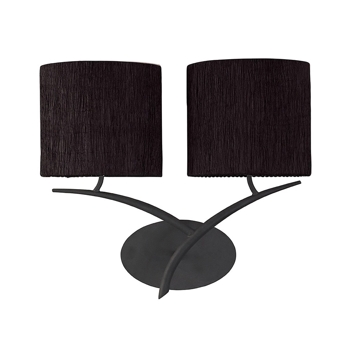 Eve Wall Lamp Switched 2 Light E27, Anthracite With Black Oval Shades by Mantra