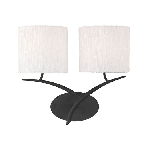 Eve Wall Lamp Switched 2 Light E27, Anthracite With White Oval Shades by Mantra